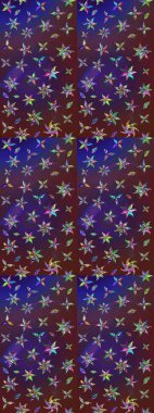 Küçük çiçekteki sevimli çiçek deseni. Varyete ve mor raster çizimi. Birçok mor ve mor soyut çiçekli tropikal çizim deseni.