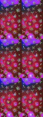 Ağaç dallı bahar çiçekleri ile desen, kırmızı ve mor renkler ile çiçek silueti. Raster deseni.