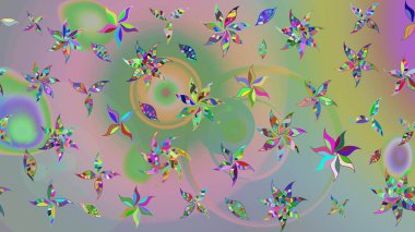 Modern stil dokusu. Çiçek desenli raster, nötr ve yeşil çizgi grafik deseni soyut raster arkaplan.