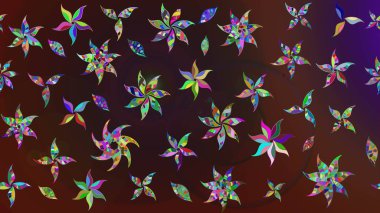 Kahverengi ve mor renkli çiçekler. Tatil havası. Bahar mevsimi. Nazik romantik baskı. Raster güzel bir çiçek deseni çiziyor..