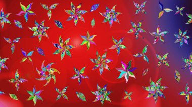 Vadinin kırmızı ve mor renkli çiçekleri. Çiçeksel çizim kalıbının çizimi.