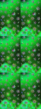 Tomurcukları papatya çiçekleri olan sevimli bir çiçek deseni. Eskiz geçmişi. Raster illüstrasyonu. Kumaş, tekstil, duvar kağıdı baskısı için. Eski usul. Miles Fleur, dandik süs.