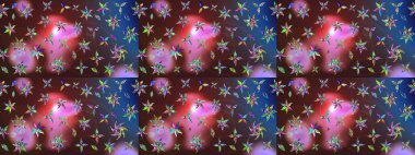 Kahverengi ve mavi renkte zarif çiçekli suluboya. Renkli Bahar Teması eskiz kalıbı. Düz Çiçek Elementleri Tasarımı. Raster illüstrasyonu.