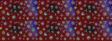 El yapımı çiçek ve bitki koleksiyonu. Raster illüstrasyonu. Robot resim tarzı kırmızı ve kahverengi renkler. Şirin karalamalı çiçek desenli çizim. Raster illüstrasyonu.