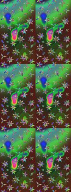 Çiçek deseni. Raster illüstrasyonu. Chichi 'nin kumaş kalıbını çiz. Renkli Bahar Teması eskiz kalıbı. Düz Çiçek Elementleri Tasarımı.