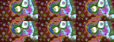 Çiçekler suluboya eskiz deseni. Raster Stili kumaş deseni.