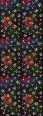 Raster illüstrasyonundaki çiçek desenli çizim. Suluboya tarzında renkler üzerine çiçekler.