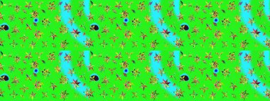 Çiçek deseni. Raster illüstrasyonu. Chichi 'nin kumaş kalıbını çiz. Renkli Bahar Teması eskiz kalıbı. Düz Çiçek Elementleri Tasarımı.