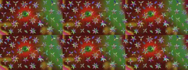 Desen, çizim, çiçek sınırı. Çiçek çelengi. Güzel, parlak, pürüzsüz kumaş, tuval. Kıvırcık, parlak örgü. Eski moda arka plan. Raster illüstrasyonu.