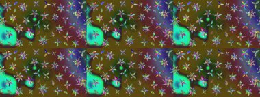 Renkli desenli eskiz deseni, çiçekler ve dekoratif elementlerle. Eskiz geçmişi. Raster illüstrasyonu. Kumaş, tekstil, duvar kağıdı baskısı için. Antika retro tarzı.