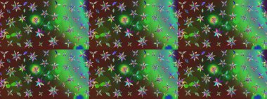 Küçük çiçekteki sevimli çiçek deseni. Raster deseni. Yumuşak, yeşil ve kahverengi renkte yaz çiçekleri. Raster illüstrasyonu.