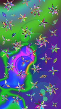 El yapımı çiçek ve bitki koleksiyonu. Raster illüstrasyonu. Eskiz stili yeşil ve mavi renkler. Şirin karalamalı çiçek desenli çizim. Raster illüstrasyonu.