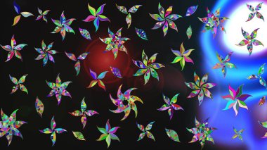 Renklerde güzel çiçekler ve yapraklar olan eskiz deseni, suluboya çiçek deseni, duvar kağıdı, kart veya kumaş için fayanslı. Raster illüstrasyonu.