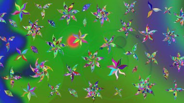 Çiçekli bahar çiçekleri. Küçük çiçekte güzel bir desen. Küçük renkli çiçekler. Moda baskıları için zarif bir şablon. Motley illüstrasyonu.