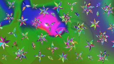 Şirin çiçek elementleri. Raster illüstrasyonu. Taslak desenli, modaya uygun kumaş deseni. Renkli Bahar Teması eskiz kalıbı. Düz Çiçek Elementleri Tasarımı.