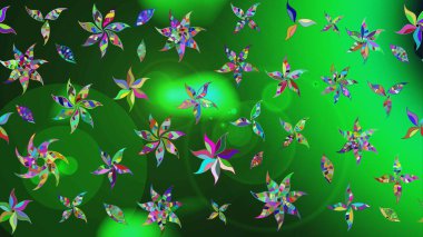 Yapraklı çiçekler ve rengarenk papatya çiçekleri. Eskiz arkaplan modeli. Raster - stok.