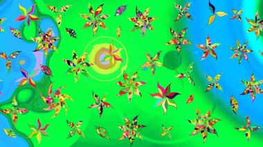 Yaprak ve çiçeklerin suluboya resimleri, renkler üzerine çizimler. Nazikçe, rengarenk bahar çiçekleri. Raster illüstrasyonu.