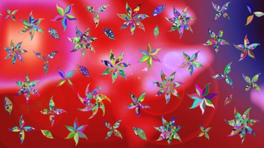 Raster Illustrasyon 'daki Çiçek Deseni' nin son moda çizimi. Güzel kumaş deseni. Renkli Yaz Temalı eskiz kalıbı. Düz Çiçek Elementleri Tasarımı.