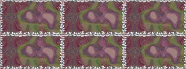 Kahverengi ve mor renklerde. Raster illüstrasyonu. Çiçekli güzel suluboya desen.