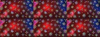 Çiçek desenli çizim. Raster illüstrasyonu. Kırmızı ve kahverengi renkte çiçekler. Düz Çiçek Elementleri Tasarımı. Renkli Bahar Teması eskiz kalıbı. Asya tekstil tarzında.