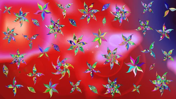 Raster Illustrasyon 'daki Çiçek Deseni' nin son moda çizimi. Güzel kumaş deseni. Renkli Yaz Temalı eskiz kalıbı. Düz Çiçek Elementleri Tasarımı.