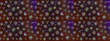 Raster düz çiçek çizim deseni. Kahverengi ve mor renkli çiçekler. Tasarım hediye paketi, tebrik kartları, posterler ve afiş tasarımı.