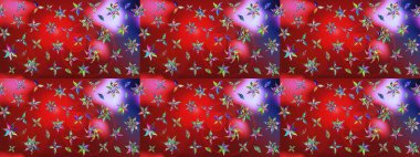 Raster suluboya çiçek deseni, narin çiçekler, kırmızı ve pembe çiçekler, tebrik kartı şablonu. Güzel kumaş deseni.