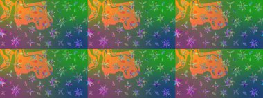 Kabile sanatı boho baskısı, klasik çiçek arkaplanı. Soyut etnik raster çizim kalıbı. Arkaplan dokusu, duvar kağıdı, yeşil ve mavi renkli çiçek teması.