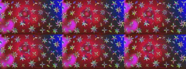 Kırmızı ve mavi renkte çiçekler. Çiçekli karalama şeklinde Raster çiçek deseni. Nazik, sevimli çiçek arkaplanı..