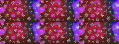 Raster hisseleri. Eskiz arkaplan modeli. Suluboya, elle çizilmiş. Kırmızı ve menekşe üzerine çiçekler.