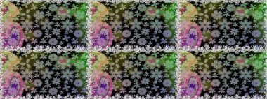 El çizimi. Çiçekli, yapraklı, çiçeksiz çiçek desenli. Raster illüstrasyonu.