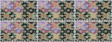 Düz Çiçek Elementleri Tasarımı. Raster illüstrasyonunda kusursuz çiçek deseni. Güzel kumaş deseni. Renkli Bahar Teması Kusursuz Arkaplan.