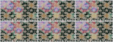 Düz Çiçek Elementleri Tasarımı. Raster illüstrasyonunda kusursuz çiçek deseni. Güzel kumaş deseni. Renkli Bahar Teması Kusursuz Arkaplan.