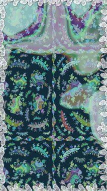 Renkli Bahar Temalı Kusursuz Arkaplan. Çiçeksel fantezi tasarımı, parlak bir arka planda, kusursuz bir desen. Düz Çiçek Elementleri Tasarımı.