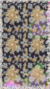 Doğu tarzı arabesk tarzında altın elementler. Kusursuz altın desenli bukleler. Gri renklerde kusursuz desen. Raster altın pürüzsüz desen.