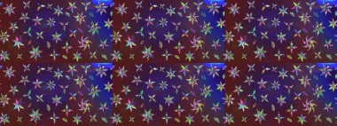 Mor ve mor renkli çiçekler. Raster illüstrasyonunda çiçek deseni çizimi.