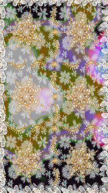 Tekrarlayan elementlerle kusursuz soyut arkaplan. Klasik raster şablonu. Gri, nötr ve altın desenli.