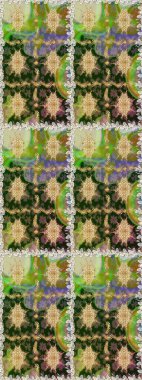 Çiçek deseni. Duvar kâğıdı barok, İspanyol kumaşı. Kusursuz raster arka plan. Kahverengi ve bej renklerde altın elementler. Şekil grafik deseni.