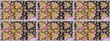 Tarafsız ve bej renklerde altın ve altın çiçekli elementler. Senin tasarımın için, duvar kağıdı. Altın rengi, kusursuz çizim. Raster geometrik arkaplanı.