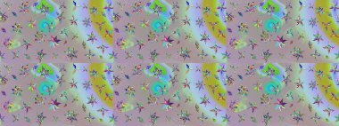 Düz Çiçek Elementleri Tasarımı. Karalama çiçeği. Güzel kumaş deseni. Renkli Bahar Teması eskiz kalıbı. Zentangle soyut çiçekleri. Raster illüstrasyonu.