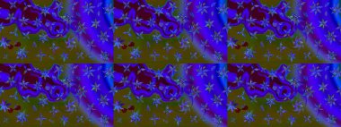 Mavi ve yeşil renkli çiçekler. Renkli Bahar Teması eskiz kalıbı. Raster illüstrasyonundaki çiçek desenli çizim. Düz Çiçek Elementleri Tasarımı.