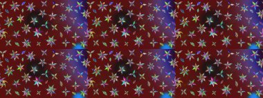 Küçük çiçekteki sevimli çiçek deseni. Kırmızı ve kahverengi renkte çiçekler. Raster illüstrasyonu.