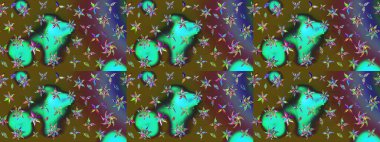 Şirin çiçek elementleri. Raster illüstrasyonu. Taslak desenli, modaya uygun kumaş deseni. Renkli Bahar Teması eskiz kalıbı. Düz Çiçek Elementleri Tasarımı.