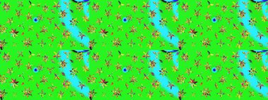 Raster illüstrasyonu. Suluboya çiçek buketi. Yeşil ve mavi renklerde. Çiçek arkaplan. Doğum günü kartı ya da düğün davetiyesi. Çiçekli tebrik kartı.