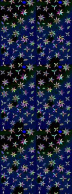 Çiçekli çiçek deseni, suluboya. Mavi ve siyah renkte çiçekler. Renkli bahar temalı eskiz kalıbı. Düz Çiçek Elementleri Tasarım Raster illüstrasyonu.