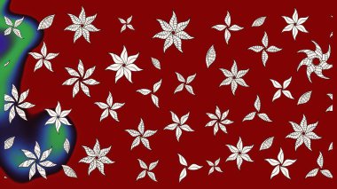 Düz Çiçek Elementleri Tasarımı. Renkli Yaz Temalı eskiz kalıbı. Kırmızı ve nötr renklerde çiçekler. Sevimli çiçek raster deseni.