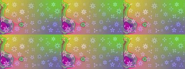 Raster illüstrasyonu. Küçük çiçekli basit bir çiçek çizimi. Moda baskısı, albüm, ambalaj kağıdı ve duvar kağıdı için zarif dekoratif süslemeler. Tarafsız ve yeşil renklerde şirin çiçekler.