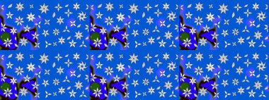 Mavi ve nötr renklerde çiçekler. Nazik, sevimli çiçek arkaplanı. Raster çiçek desenli ve çiçekli..