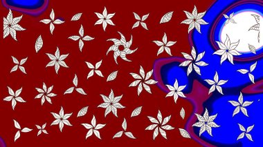 Çiçekli güzel suluboya desen. Kırmızı ve mavi renklerde. Raster illüstrasyonu.