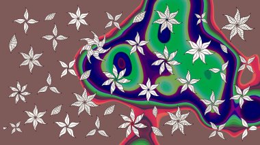 Renkli Bahar Teması eskiz kalıbı. Güzel çiçek deseni. Kahverengi ve yeşil renkli çiçekler. Düz Çiçek Elementleri Tasarımı.